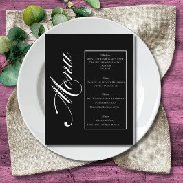 Elegant Minimalist Black & White Wedding Menu Flyer