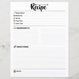 Elegant Minimalist Blank Recipe Page / Paper Sheet