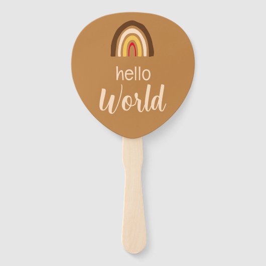 Elegant Minimalist Boho Rainbow Baby Announcemen Fächer (Vorderseite)