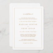 Elegant Minimalist Border Gold Islamic Wedding Einladung (Vorne/Hinten)