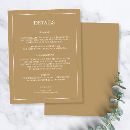 Elegant Minimalist Border Gold Wedding Details Begleitkarte