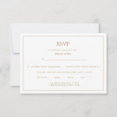Elegant Minimalist Border Gold Wedding RSVP Karte (Vorderseite)