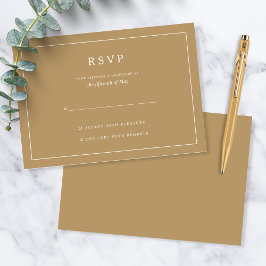 Elegant Minimalist Border Gold Wedding RSVP Karte