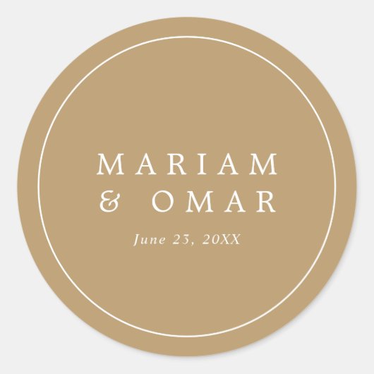 Elegant Minimalist Border Gold Wedding Runder Aufkleber (Vorderseite)