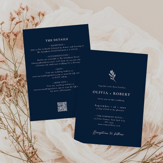 Elegant Minimalist Botanical All-In-One Wedding Einladung