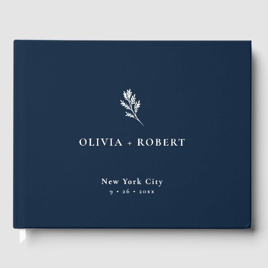 Elegant Minimalist Botanical Wedding Gästebuch (Vorderseite)