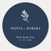 Elegant Minimalist Botanical Wedding Runder Aufkleber (Vorderseite)