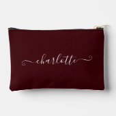 Elegant Minimalist Bridesmaid Name | Deep Burgundy Zubehörtasche (Rückseite)
