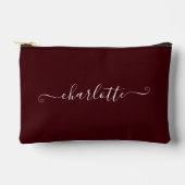 Elegant Minimalist Bridesmaid Name | Deep Burgundy Zubehörtasche (Vorderseite)