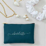 Elegant Minimalist Bridesmaid Name | Deep Teal Zubehörtasche<br><div class="desc">Treat your bridesmaids to a gift they'll use long after the wedding day with our Elegant Minimalist Bridesmaid Name Deep Teal Accessory Pouch. These stylish pouches can be customized with their names, making them a thoughtful and practical gift.</div>