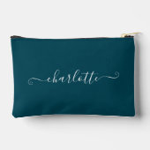 Elegant Minimalist Bridesmaid Name | Deep Teal Zubehörtasche (Rückseite)
