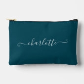Elegant Minimalist Bridesmaid Name | Deep Teal Zubehörtasche (Vorderseite)