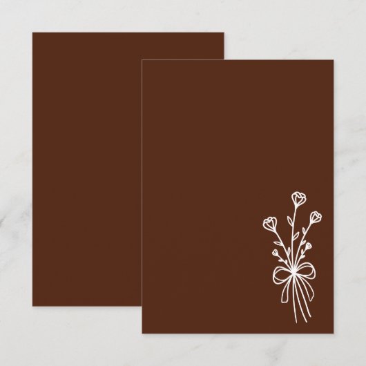 Elegant Minimalist Brown Wedding Einladung (Vorne/Hinten)