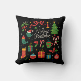 Elegant Minimalist Christmas Doodles Hand-Drawn Kissen