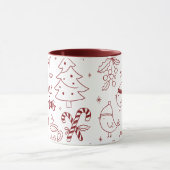 Elegant Minimalist Christmas Doodles Hand-Drawn Tasse (Zentrum)