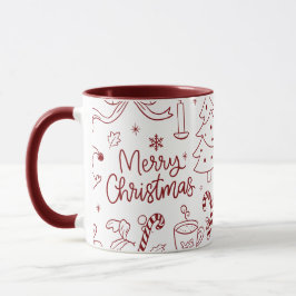Elegant Minimalist Christmas Doodles Hand-Drawn Tasse
