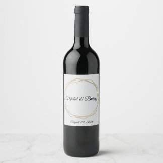 Elegant Minimalist Cream Wedding Wine Label Weinetikett