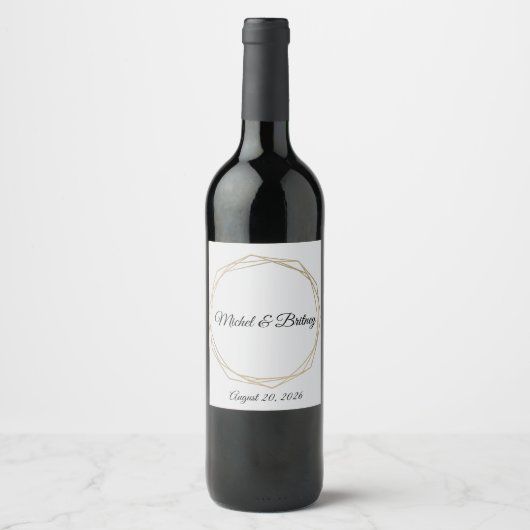 Elegant Minimalist Cream Wedding Wine Label Weinetikett (Vorderseite)