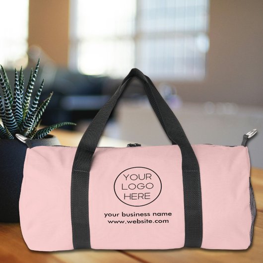 Elegant Minimalist Custom Business Logo | Pink Duffle Bag