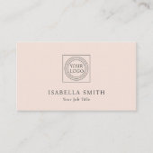 Elegant Minimalist Custom Logo Blush Pink Visitenkarte (Vorderseite)