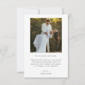 Elegant Minimalist Custom Wedding Couple Photo  Dankeskarte (Rückseite)