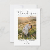 Elegant Minimalist Custom Wedding Couple Photo  Dankeskarte (Vorderseite)