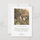 Elegant Minimalist Custom Wedding Couple Photo  Dankeskarte (Rückseite)