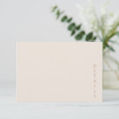 Elegant Minimalist Desert Sand Copper Wedding Begleitkarte (Stehend Vorderseite)