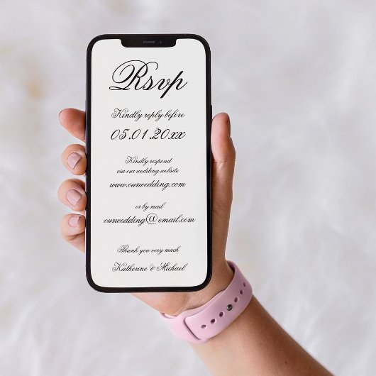 Elegant Minimalist Digital Wedding RSVP Einladung