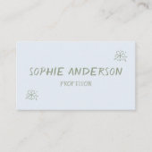 Elegant Minimalist Dusty Blue Floral Visitenkarte (Vorderseite)