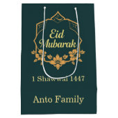 Elegant Minimalist Eid Mubarak Gift Mittlere Geschenktüte (Rückseite)