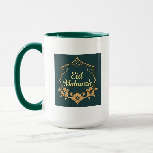 Elegant Minimalist Eid Mubarak Mug – Emerald Green Tasse (Links)