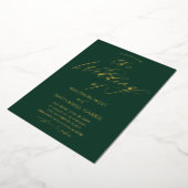 Elegant Minimalist Emerald Green Gold Wedding Folieneinladung (Gedreht)