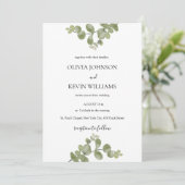 Elegant Minimalist Eucalyptus Wedding Invitation Einladung (Stehend Vorderseite)