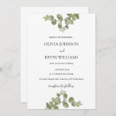 Elegant Minimalist Eucalyptus Wedding Invitation Einladung (Vorne/Hinten)