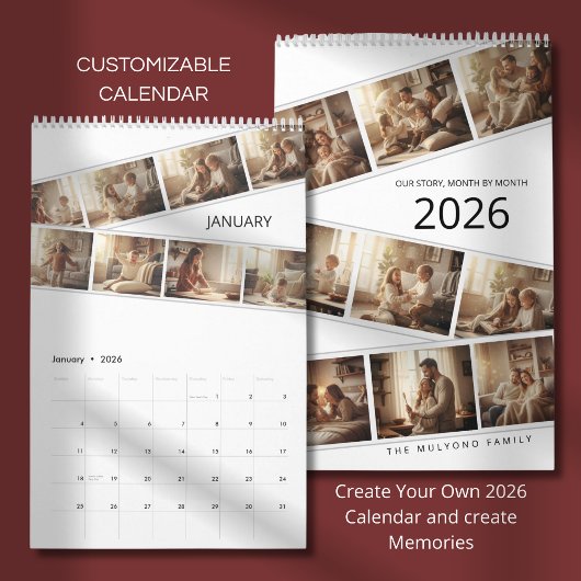 Elegant Minimalist Family Photo Calendar 2026 Kalender