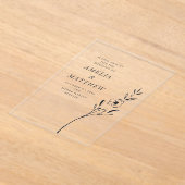 Elegant Minimalist Floral Drawing Wedding Clear Acryleinladungen (Ablage )