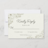 Elegant Minimalist Floral Kindly Reply Wedding RSVP Karte (Vorderseite)