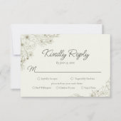 Elegant Minimalist Floral Kindly Reply Wedding RSVP Karte (Vorderseite)
