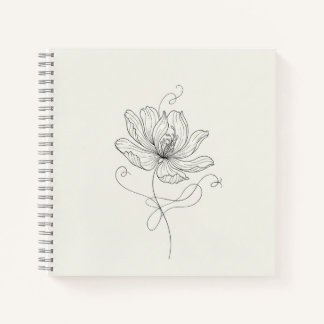 Elegant Minimalist Floral Line Art - Spiral Notebo Notizblock