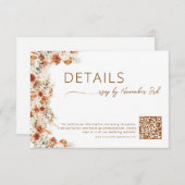  Elegant Minimalist Floral Wedding Details QR Code Begleitkarte (Vorne/Hinten)