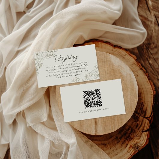 Elegant Minimalist Floral Wedding Registry Insert