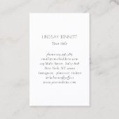 Elegant Minimalist Floral White Blue Visitenkarte (Rückseite)