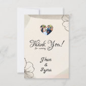 Elegant Minimalist Flower With Photo Dankeskarte (Rückseite)