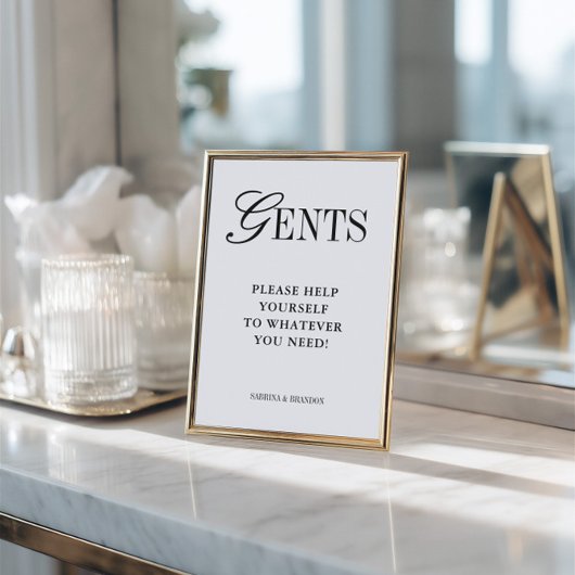 Elegant Minimalist Gents Bathroom Basket Sign Einladung