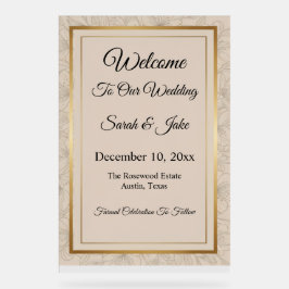 Elegant Minimalist Gold Frame & Floral  Acrylschild