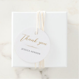 Elegant Minimalist Gold Script Birthday Thank you Geschenkanhänger