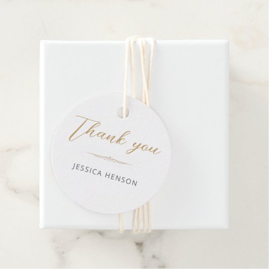 Elegant Minimalist Gold Script Birthday Thank you Geschenkanhänger (Beispiel)