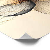 Elegant Minimalist Gold & Sheer Beige Floral Botan Poster (Ecke)