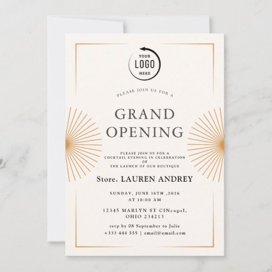 Elegant Minimalist Grand Opening Invitation Einladung (Vorderseite)